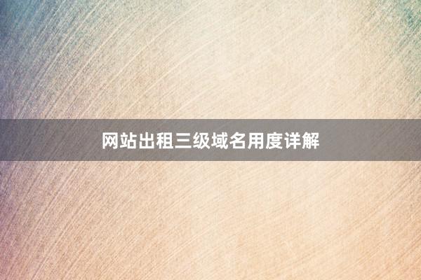 网站出租三级域名用度详解